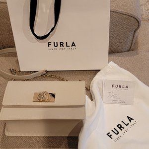 Brand New Furla Mini Crossbody Beige Leather Bag